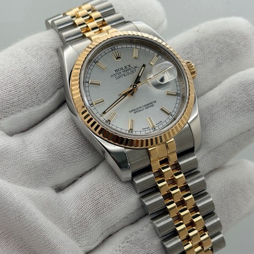 2014 Rolex Datejust 36 116233 Silver Dial 18k Gold Steel Jubilee Box Papers - Picture 3 of 11