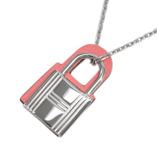 Hermes Kelly Pendant Necklace Silver Roseate 45/50cm