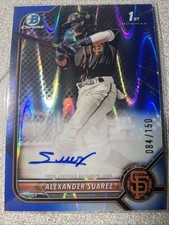 2022 Bowman Chrome Prospect Autographs Alexander Suarez #CPA-ASR Blue Wave /150