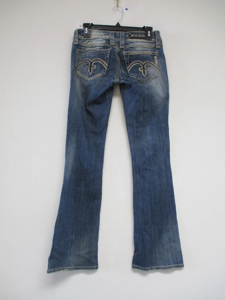 Rock Revival Alanis Jeans Womens Size 27 Blue Boot Ultra Low Rise Embroidered - Image 2 of 4