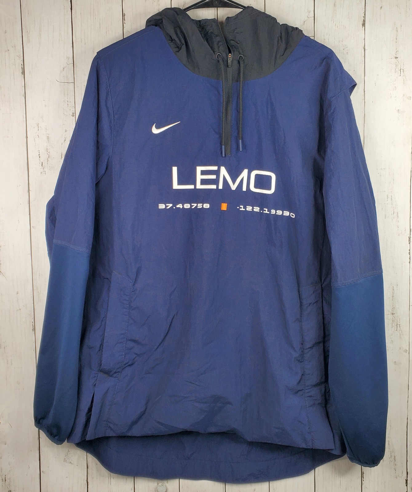 SACAI X NIKE Felpa con cappuccio pullover Nike uomo calcio a vento taglia large blu navy nero CW3432 419