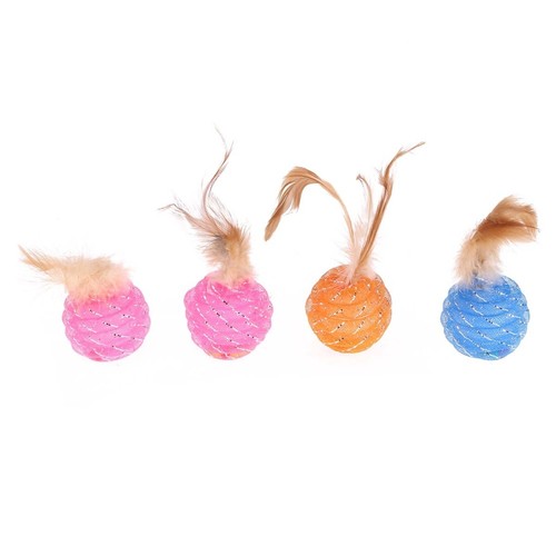 4 Pcs Candy Colored Badminton Kitten Toys for Indoor Kittens Ball - Picture 5 of 11