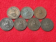 1857 BANK OF UPPER CANADA Circulated One Penny BANK Tokens x7 PC-6D      #T6769