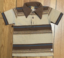 VINTAGE 70s KIDS HANG TEN POLO SHIRT SURF TWO FEET TODDLER 2T