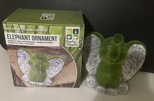 Garden Ornament Elephant Animal  Flocked Grass Effect Outdoor Sculpture 