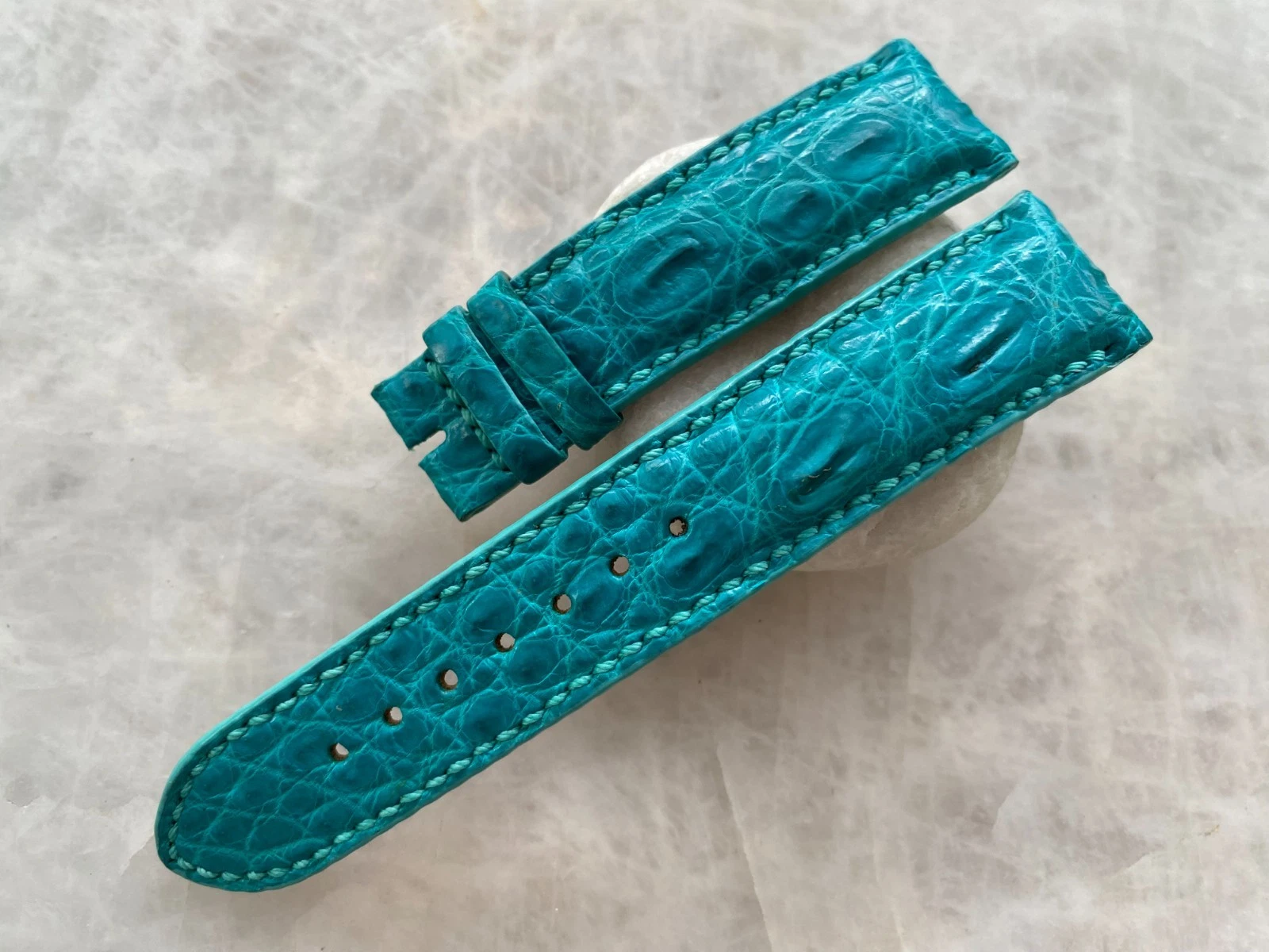 20mm/18mm Blue Alligator Crocodile Print Leather Watch Strap Band