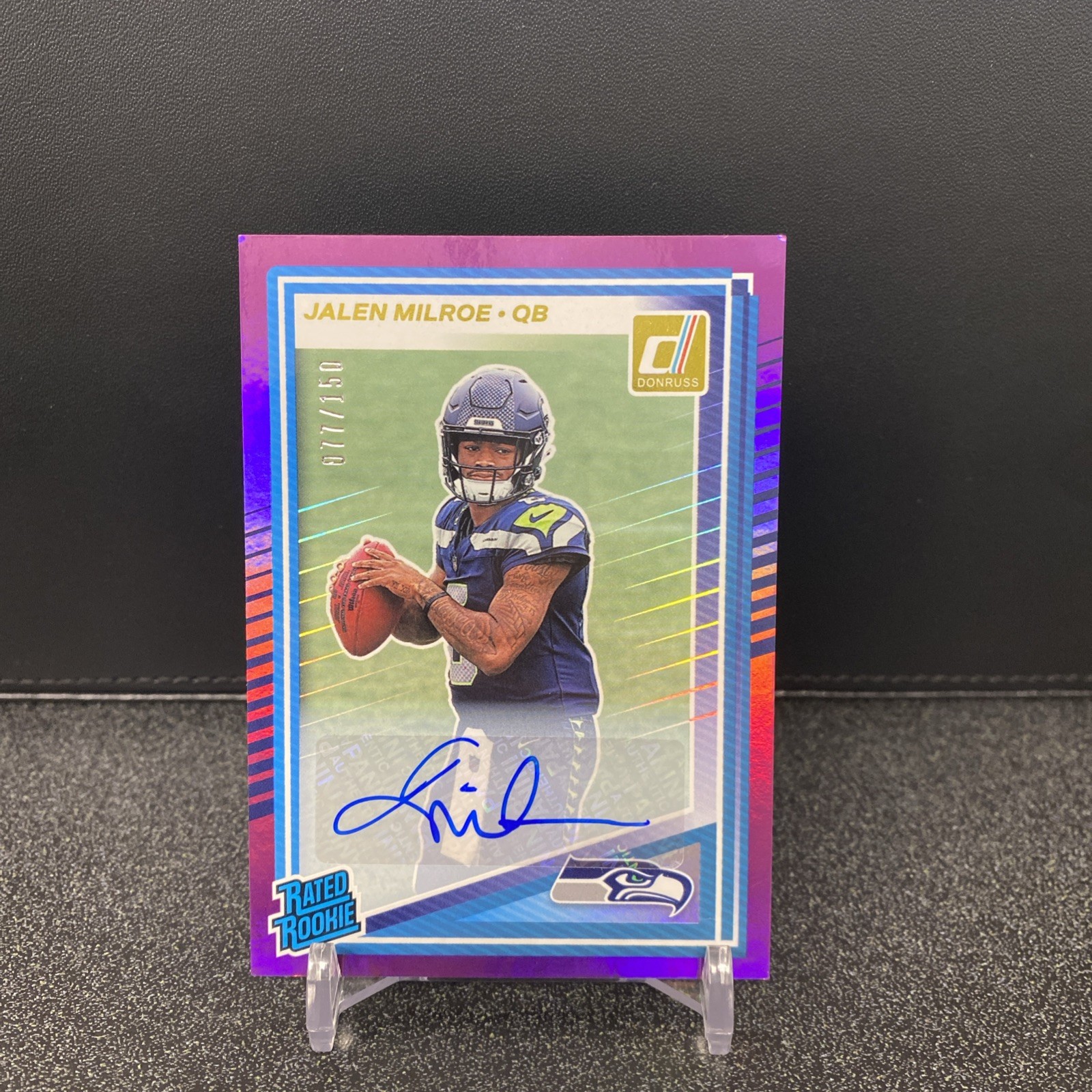 2025 Donruss Jalen Milroe Auto Rated Rookie Purple Press Proof SP /150