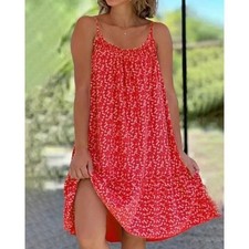 Plus Size Swing Ladies Floral Dress Womens Holiday Sleeveless Summer Sundress UK