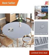 Round Table Cloth Waterproof Stretch Fitted 36 Inch for Indoor Outdoor Use