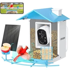 Osoeri OS-BC02 Blue Bird Feeder with Camera, 1080P HD AI Identify Wild Bird Wa