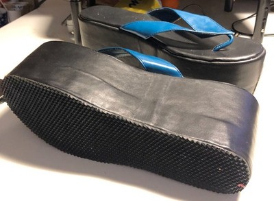SEXY MEGA Plateau FlipFlop schwarz/blau 9 cm TOWER Gr. 40 schmaler Plateau RAR