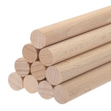 Wooden Dowel Rods Wood Sticks, 12"x0.59" Round Wooden Dowels Rod, Pack of 10