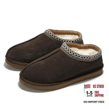 Mens Slippers 100 Genuine Leather Australian Shearling Slippers 8.5 Chocolate