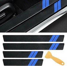 Door Sill Protector, Carbon Fiber Texture Threshold Sticker, Door Color: Blue