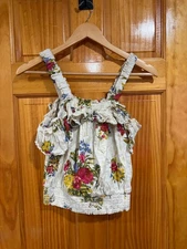 House of Harlow 1960 x Revolve Floral Smocked Ruffle Top M Boho Cottagecore