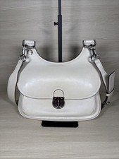 Tory Burch Cream Smooth Leather James Saddle Bag Silver Hardware Adjustable