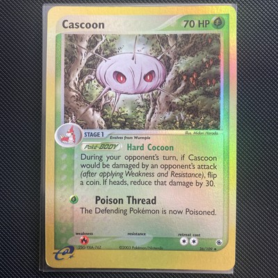 Pokémon : Cascoon 26/109 Rev Holo - Uncommon EX Ruby & Saphire - Englisch- Nm/Ex