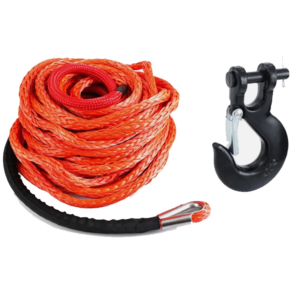 SPARKWHIZ 1/2"x100ft 32000lbs Synthetic Winch Line Rope Cable Kit For SUV UTV US