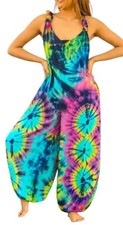Tie-Dye Romper Jumpsuit One Size Rayon Hippie Boho Festival Vintage