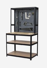 Werkbank 180 x 90 x 60 cm Schwerlast Werkzeugbank mit Lochwand + 10 Haken 575kg