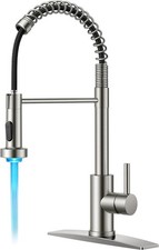 LED Kitchen Faucet with Pull Down Sprayer, Brushed Nickel Modern Single Handl...