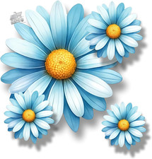 9 Blue Daisy Shaped Vinyl Stickers, Floral Decal, Multiu