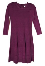 Eliza J Purple 3/4 Sleeve with Cutwork Fit & Flare Womens Sweater Dress Size S