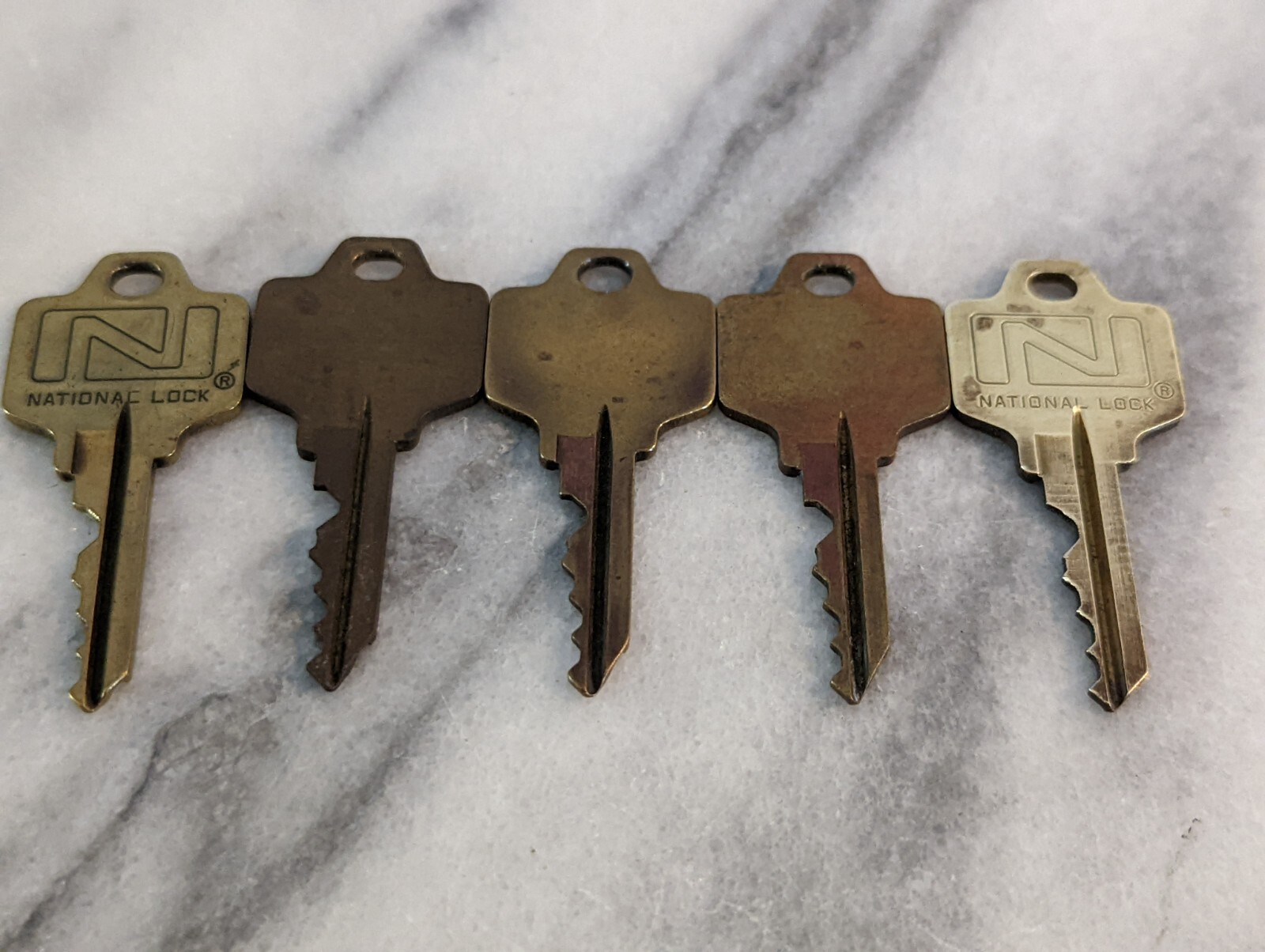 2 Vtg Brass National Lock Rockford USA Flat Keys 5 in Total ODC43 eBay
