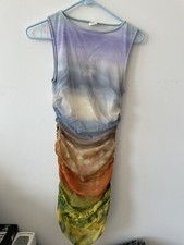 Urban Outfitters Medium Black Gray Tie Dye Keyhole Back Tank Top Dress Crew Neck
