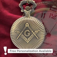 Freemason Pocket Watch NEW Gift for Mason Society Members Bronze Pocketwatch