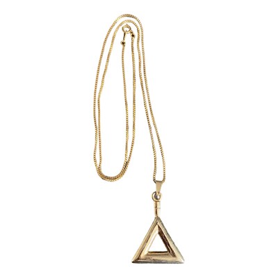 Vintage Yellow Gold Plated Triangle Pendant Necklace Chain B232