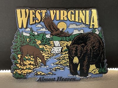 West Virginia Bear Eagle Deer 3  X  2-1/4  Rubber Refrigerator Fridge Magnet