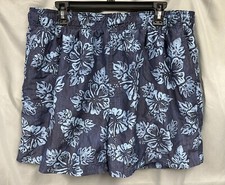 Op Flex Mens Size XL 40/42 Blue Tropical Print Swim Trunks Pockets Mesh Lined