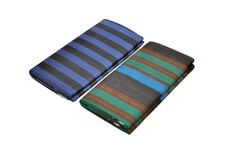 Cotton Black Striped Stitched Lungis for Men/2.00 Mtr Violet/Green