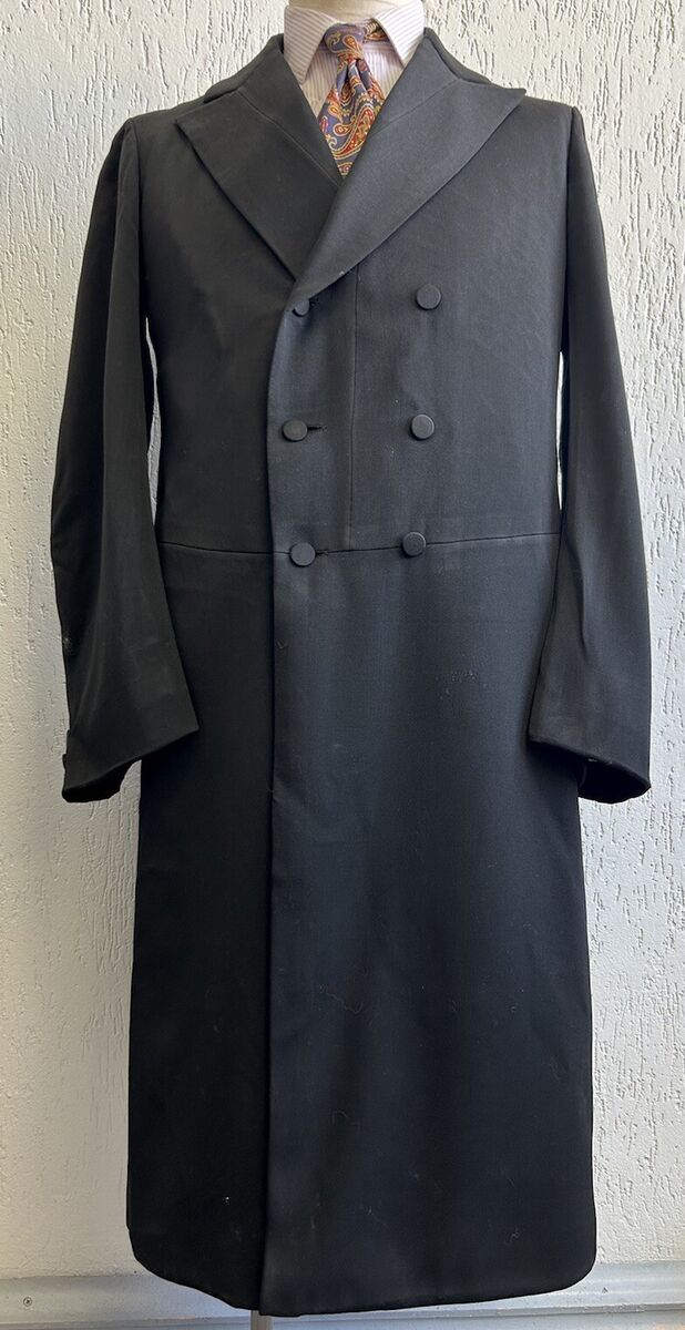 Men's Vintage Bespoke Edwardian Frock Coat 1910s Wool French Men's Vintage Bespoke Edwardian Frock Coat 1910s Wool French