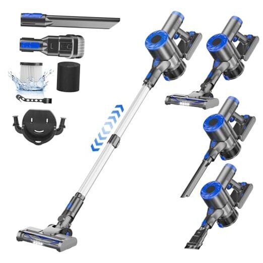 Cordless Vacuum Cleaner, 180W Power Suction Stick Vacuum Cleaners with Blue