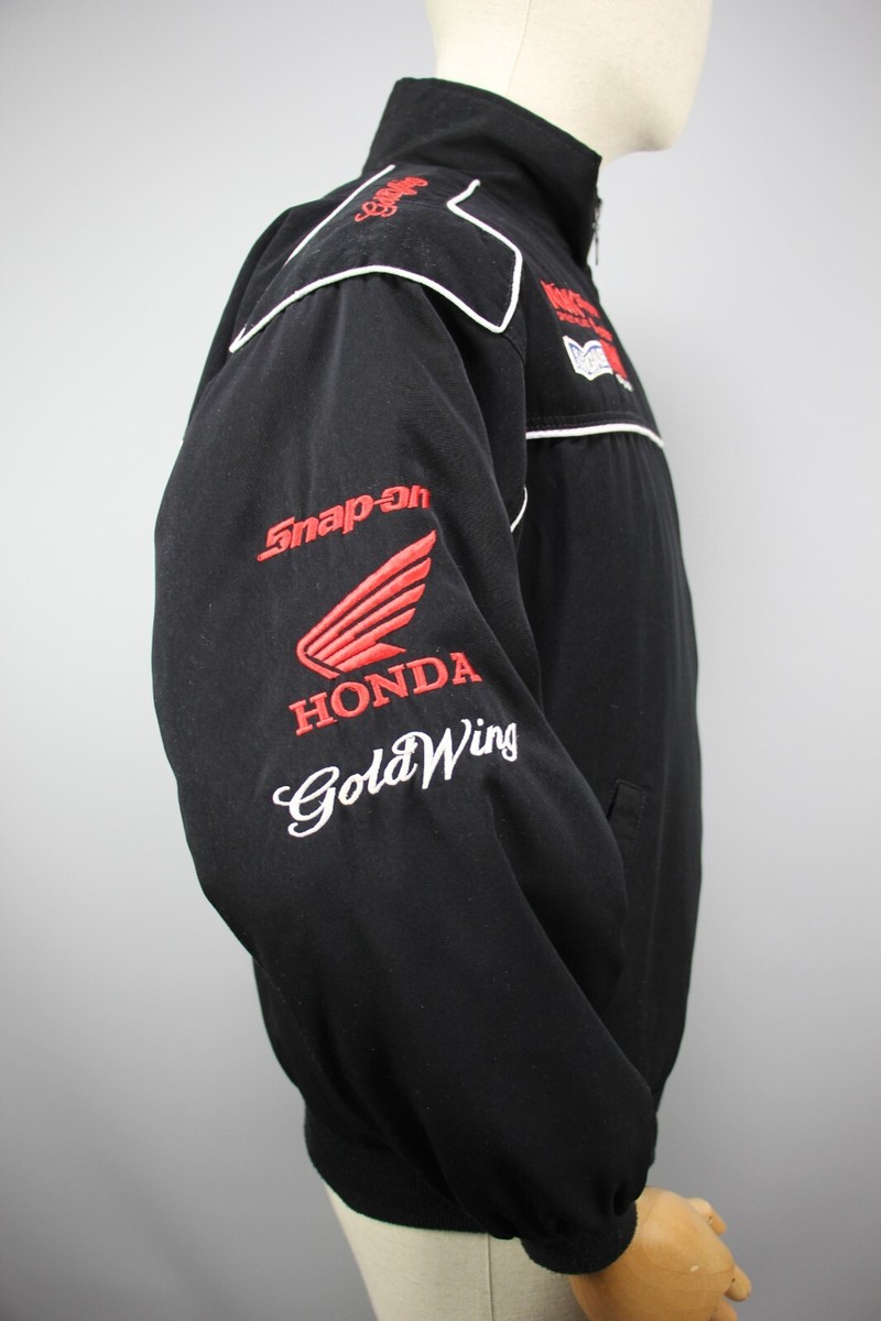 HONDA GoldWing VTG Motorcycle Racing Black Men's Full Zip Biker