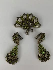 Hollycraft Copr 1950 Signed Vintage Costume Jewelry Set Brooch & Earrings m44