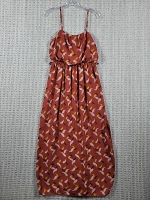 Fashion Magazine Sun Dress Sz Medium Red Paisley Empire Waist Side Slit