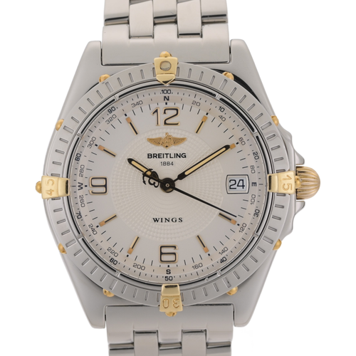 Breitling Wings B10050 38mm White Dial 18k Gold & Steel Automatic Watch
