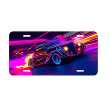 Hot Rod License Plate Car Tag 4- Sizes Available Black Light Look
