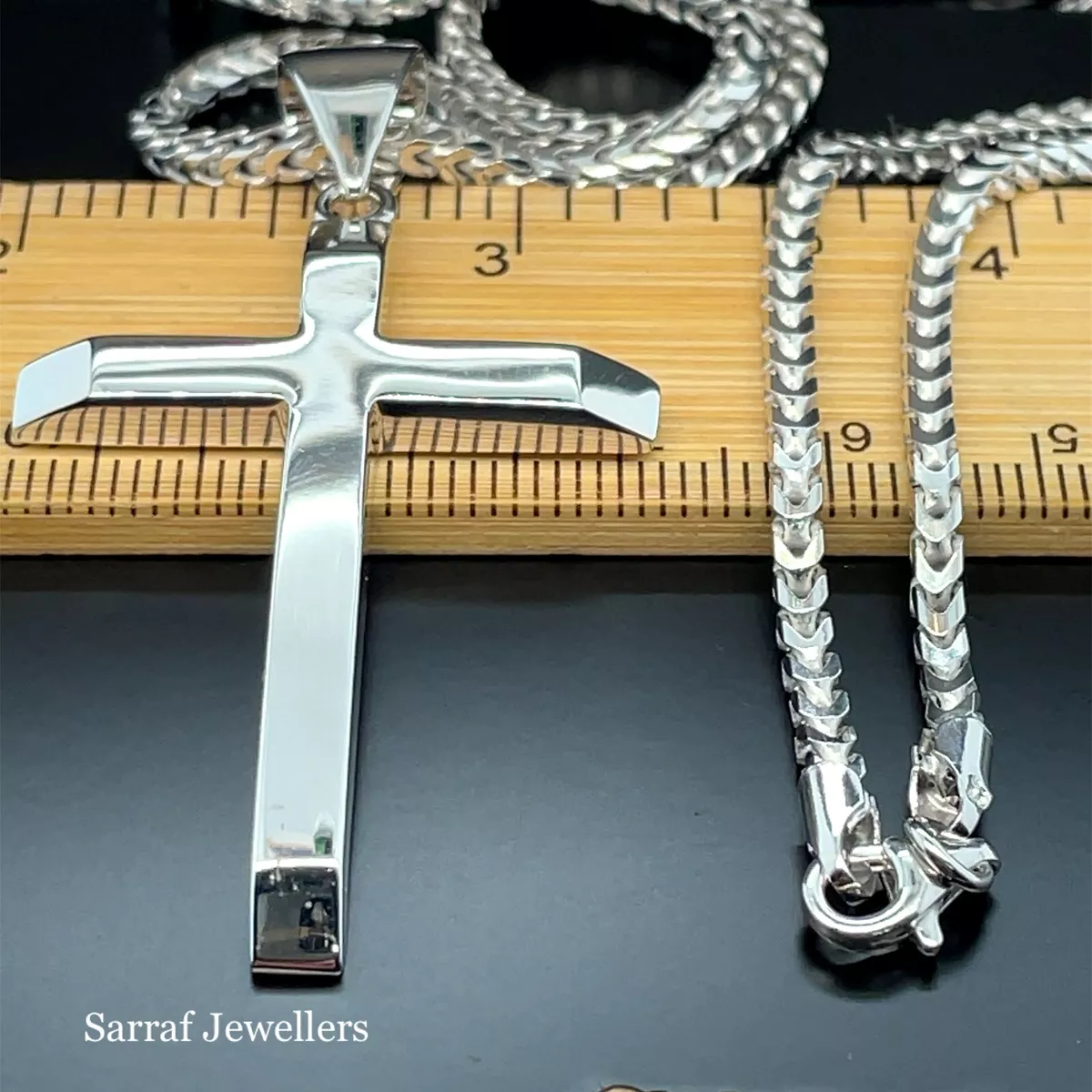 925 Sterling Silver Solid Heavy Genuine Cross Pendant Plain 2mm