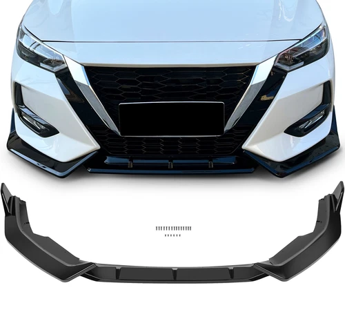 Gloss Black For 20-21 Nissan Sentra 3PC Front Bumper Lip Spoiler Splitter