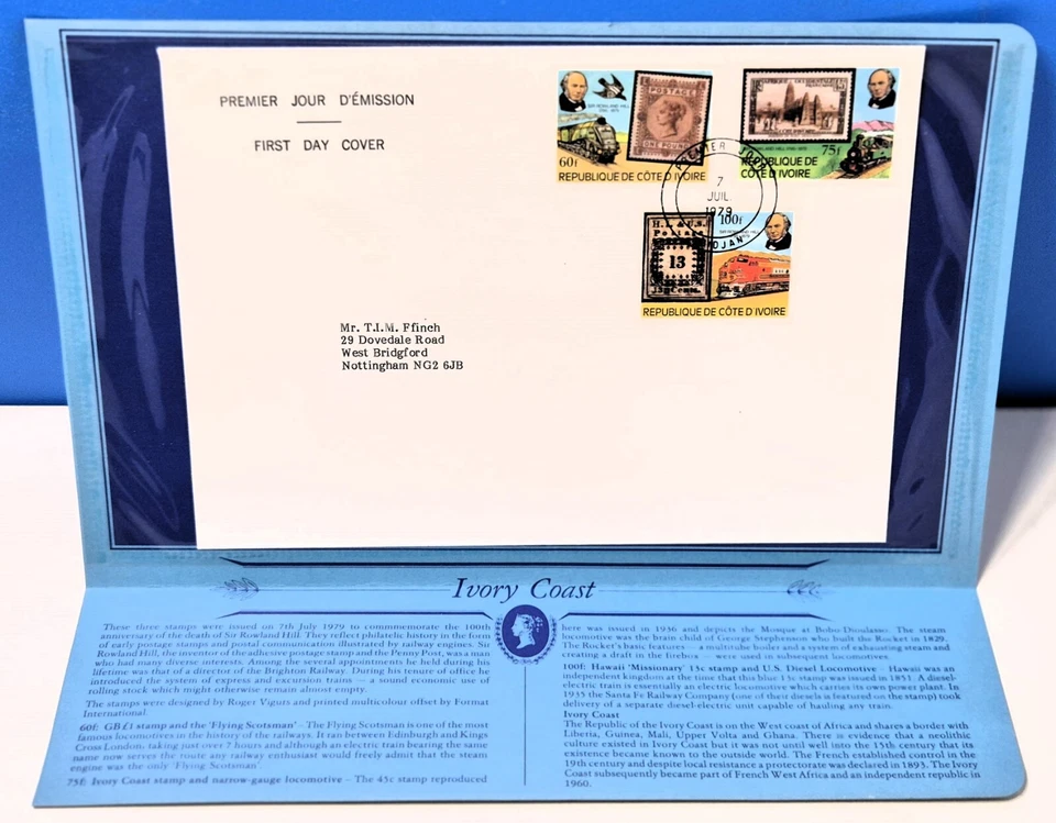 Ivory Coast First Day Cover Commemorating 1979 Sir Rowland Hill plus Info. - Image 2 of 3