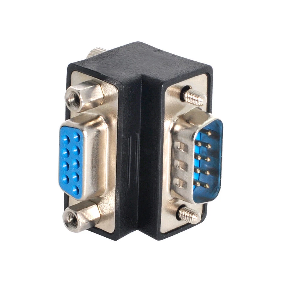Down Right Angled 270 degree RS232 D-Sub 9Pin Male screw type To Female Adapter - Image 2 of 4