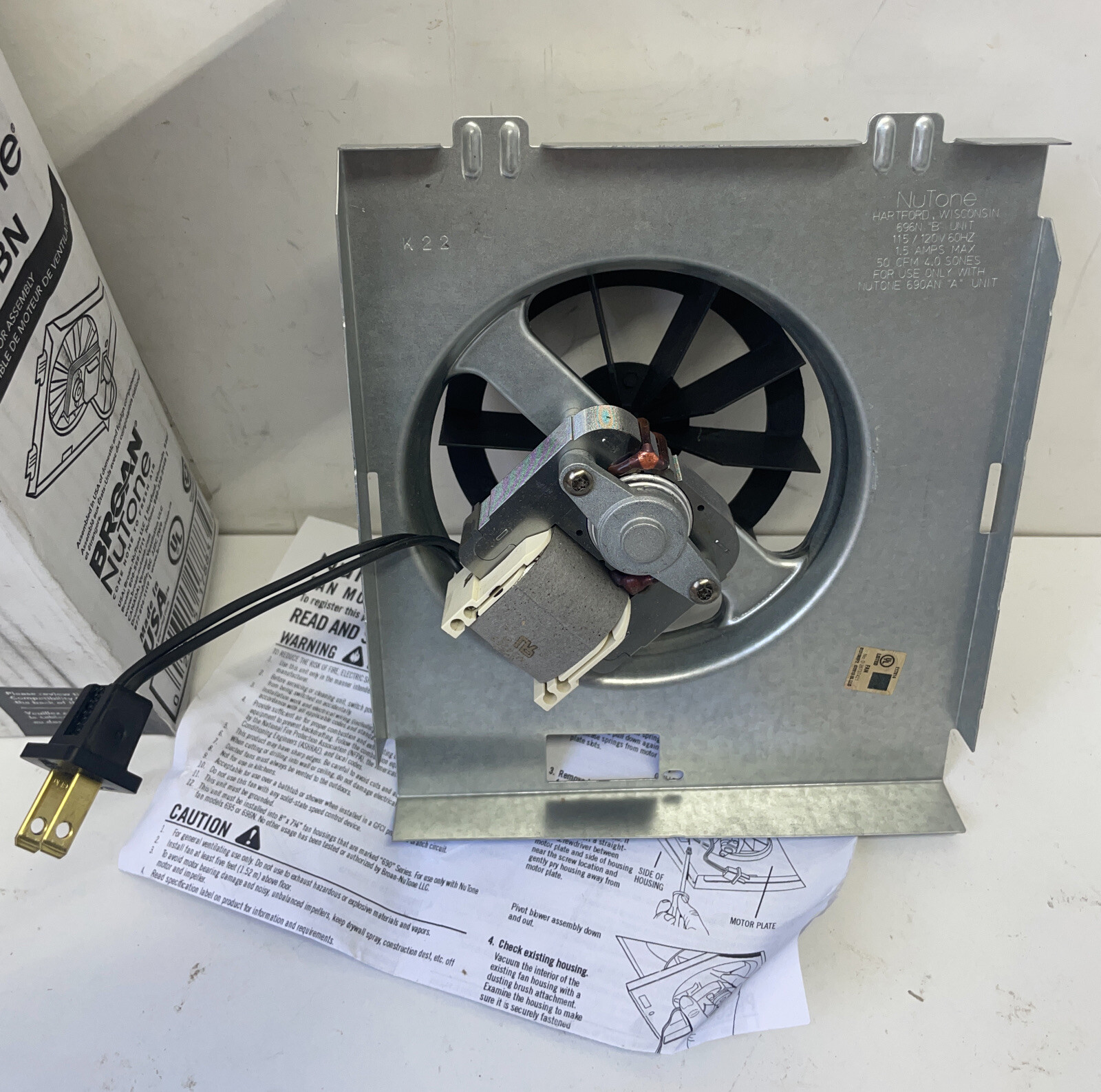Broan Nutone 50 CFM Bathroom Fan Motor For 696N B Unit Replacement