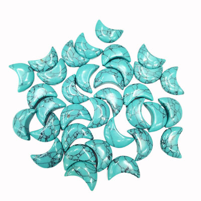 50pcs Artificial Turquoise Stone Moon Gemstone Home Decor Ornament Gift 13x18mm