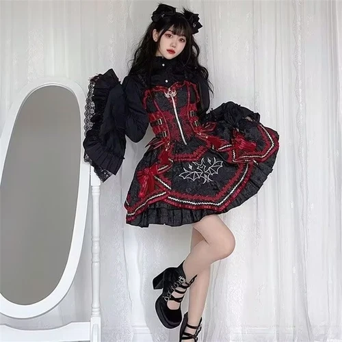 Blusa de encaje gótico para mujer manga larga lolita gótica cuello alto camisa top - Imagen 3 de 16