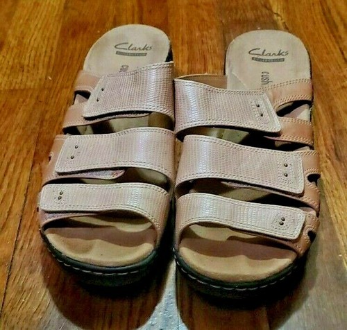 Clarks Tan Beige Sand Leather Lightweight 3 Strap Delana Damir Sandals ~10 M3020 - Picture 4 of 15