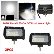 2PCS 5 inch 168W Flood LED Car Off Road Work Light Bar Fog Driving DRL Lamp Bulb